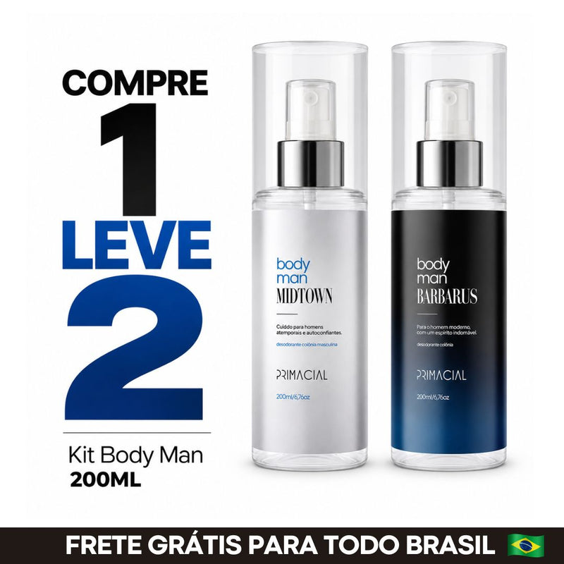 COMPRE 1 LEVE 2 BODY SPLASH MASCULINO BARBARIUS E MIDTOWN 200ML - FRETE GRÁTIS