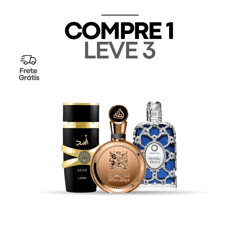 PROMOÇÃO COMPRE 1 LEVE 3 - Lattafa Assad, Fakhar Gold e Royal Blue - Oferta De Natal - 100ml cada